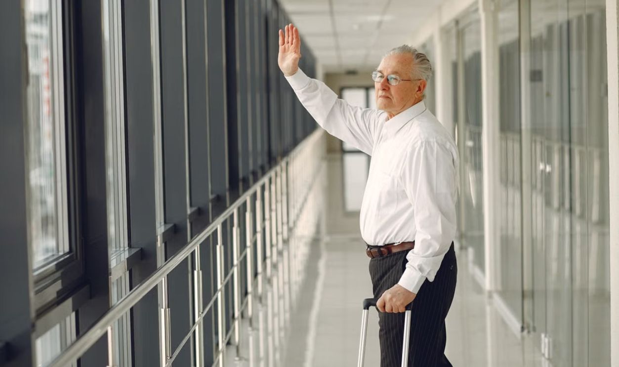 old man at airport