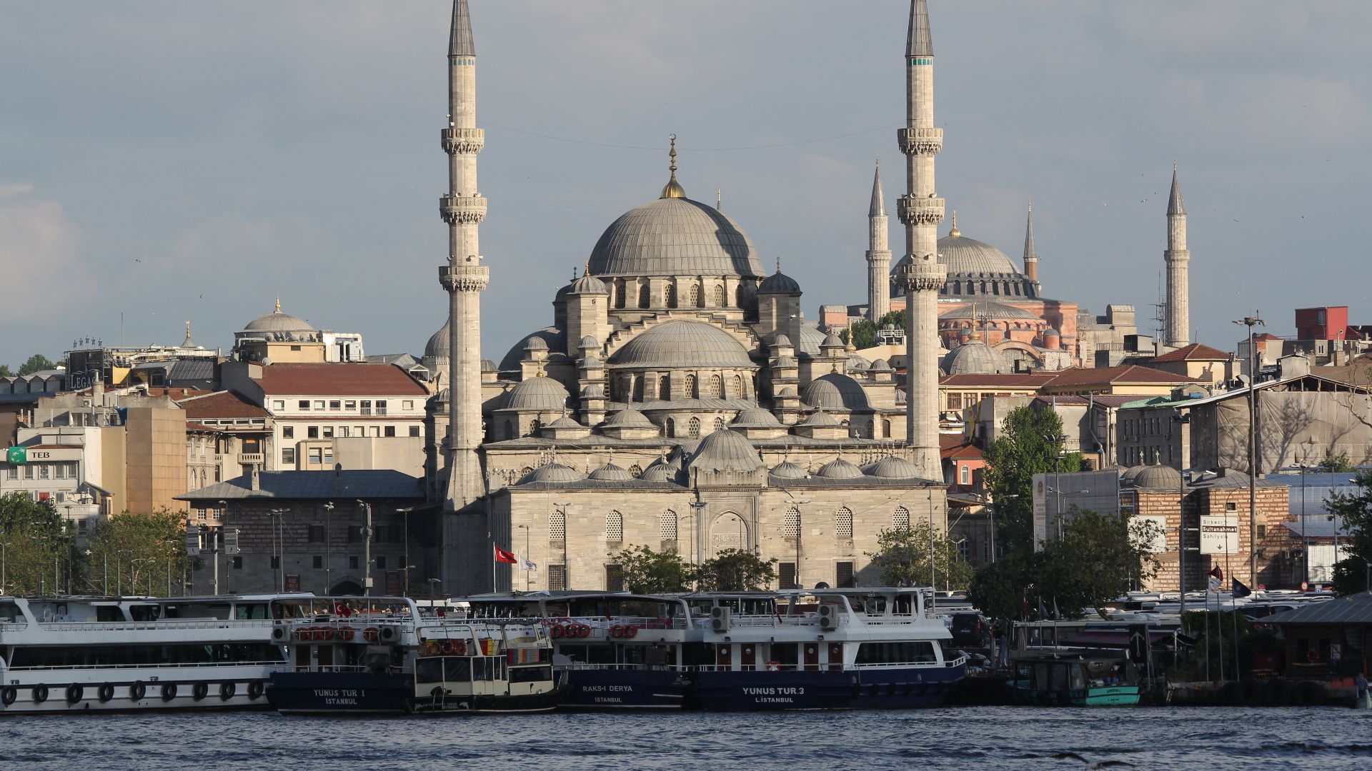 New Mosque (Yeni Camii) in Istanbul, Turkey. View from the Bosphorus.