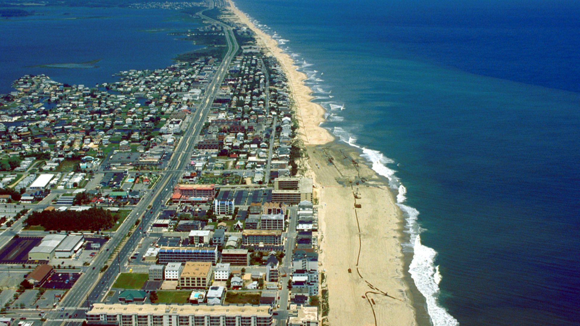 Aerial view of Ocean City, Maryland, USA. View is to the north-northeast.