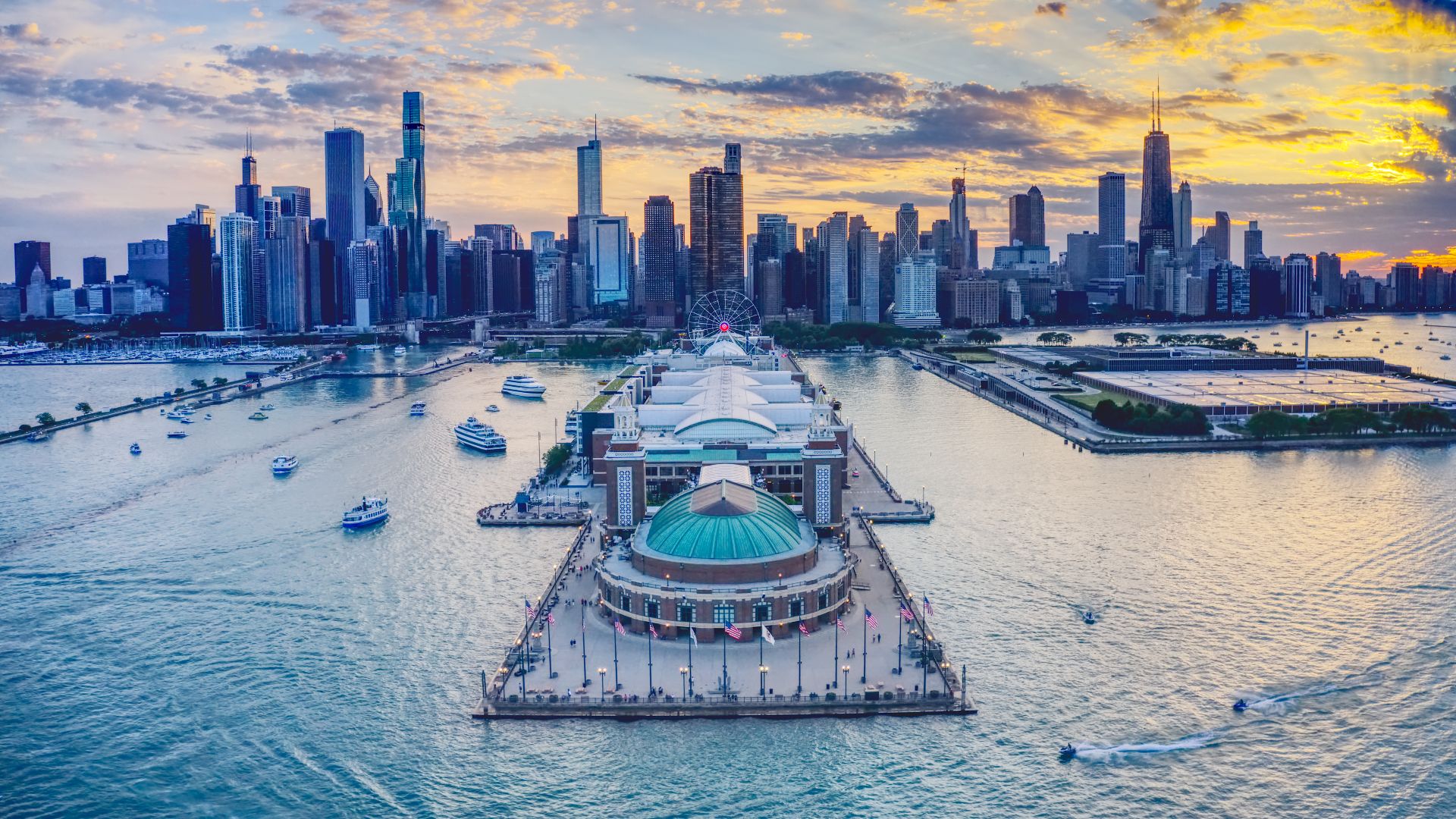 Aerial shot of Navy Pier