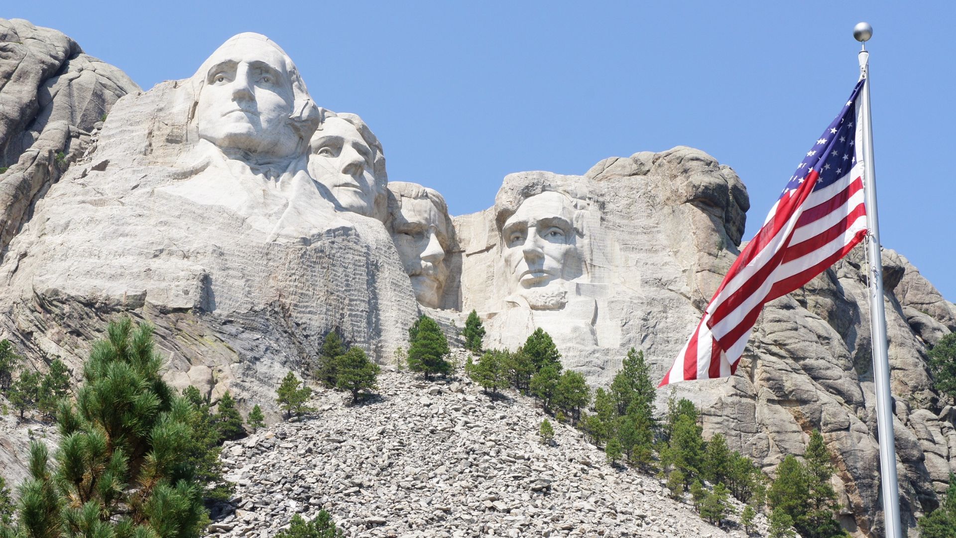 Beautiful day. Bluebird skies with Old Glory gently waving. USA!!