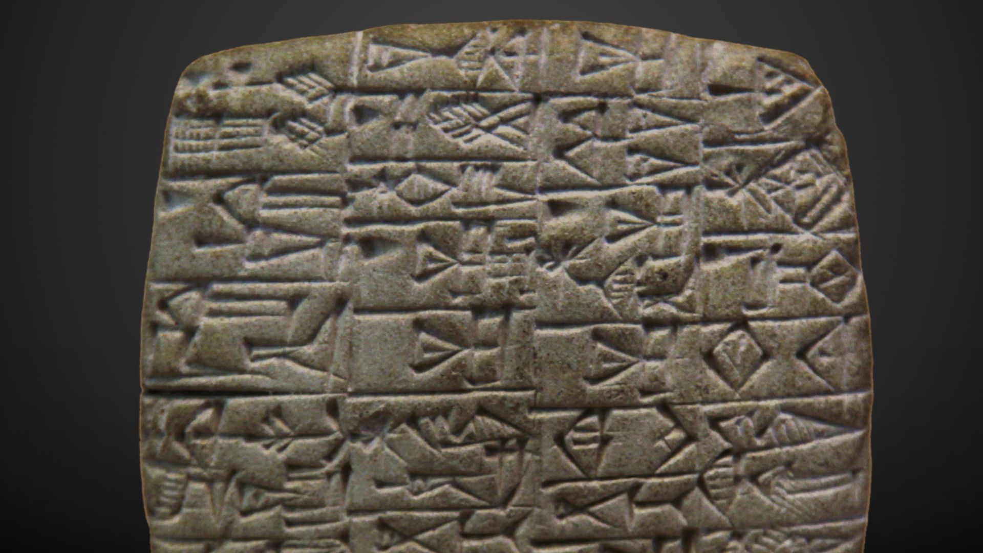 Archaic Sumerian tablet: deed of sale of a male slave and a house in the town of Shuruppak Around 2600 B.C. H. Height: 8 cm; length: 8 cm; depth: 2 cm.