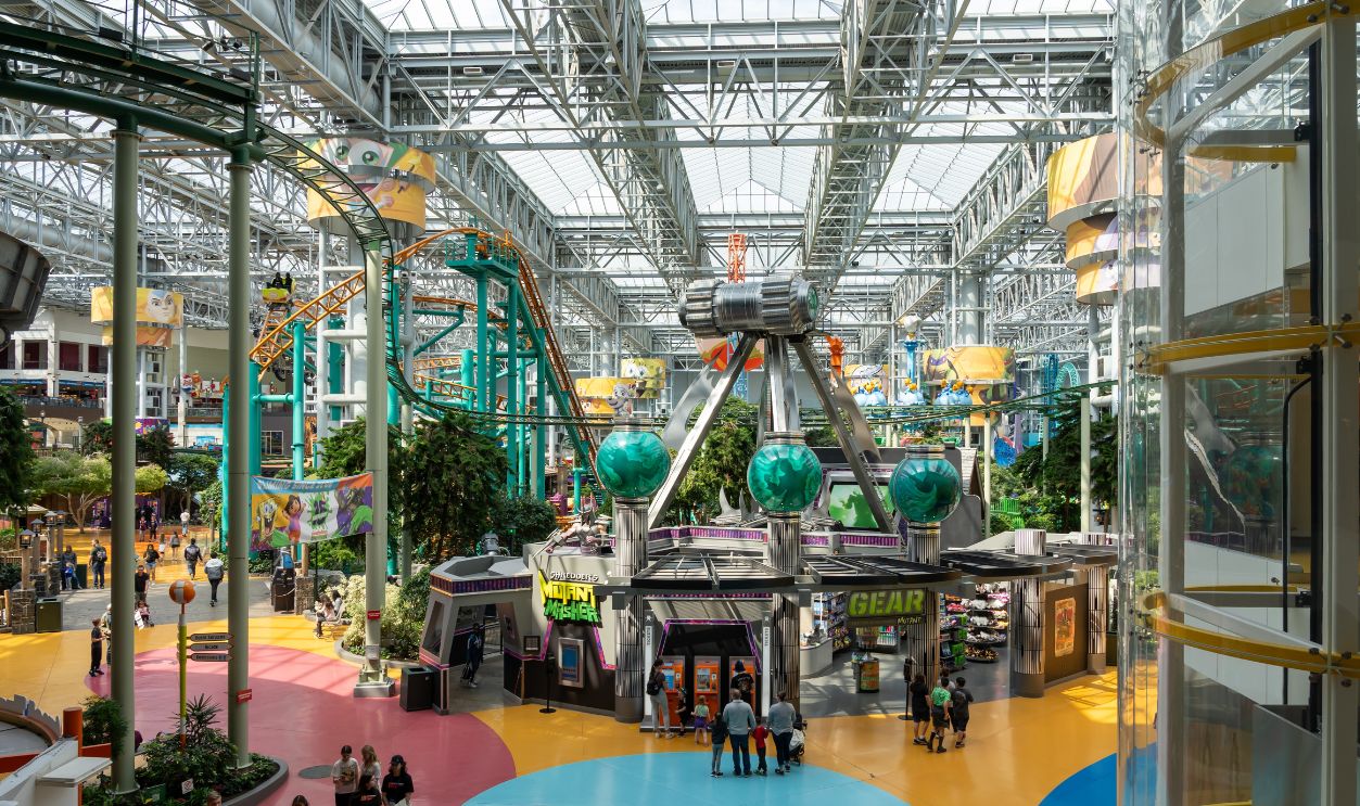 Bloomington, MN, USA-May 5, 2023: View of Nickelodeon Universe indoor theme park in Mall of America, Bloomington, MN, USA.