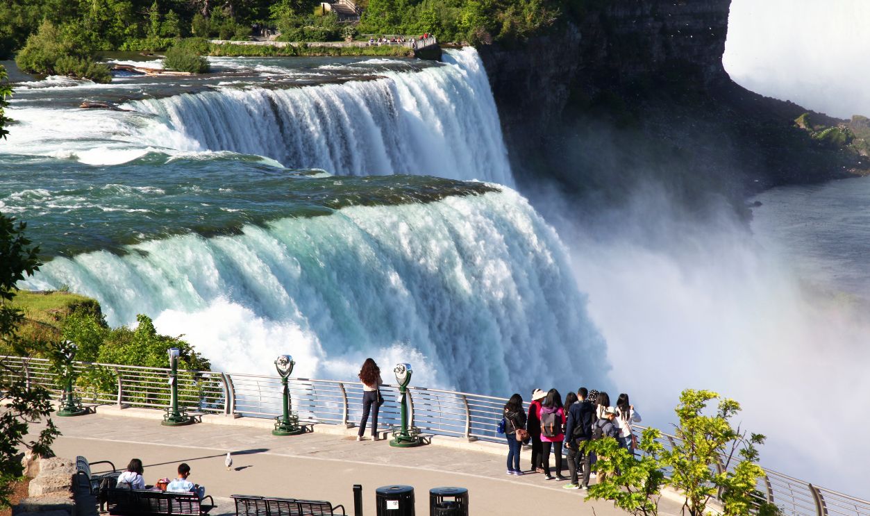 NIAGARA FALLS, New York - JUNE 12,2018: People Visitors on Niagara Falls is the waterfalls New York ,USA.