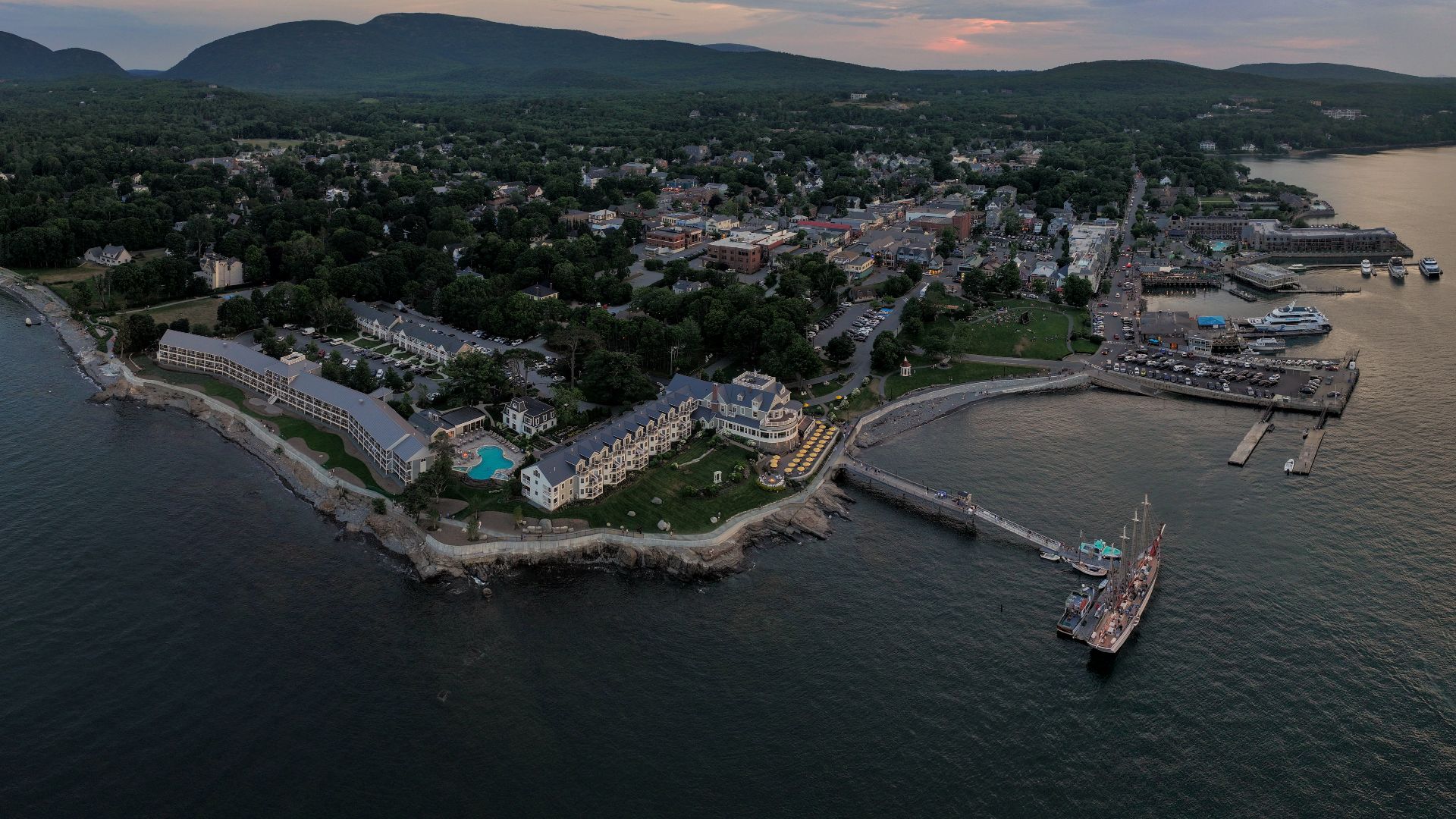 Bar Harbor, Maine viewed from the east.