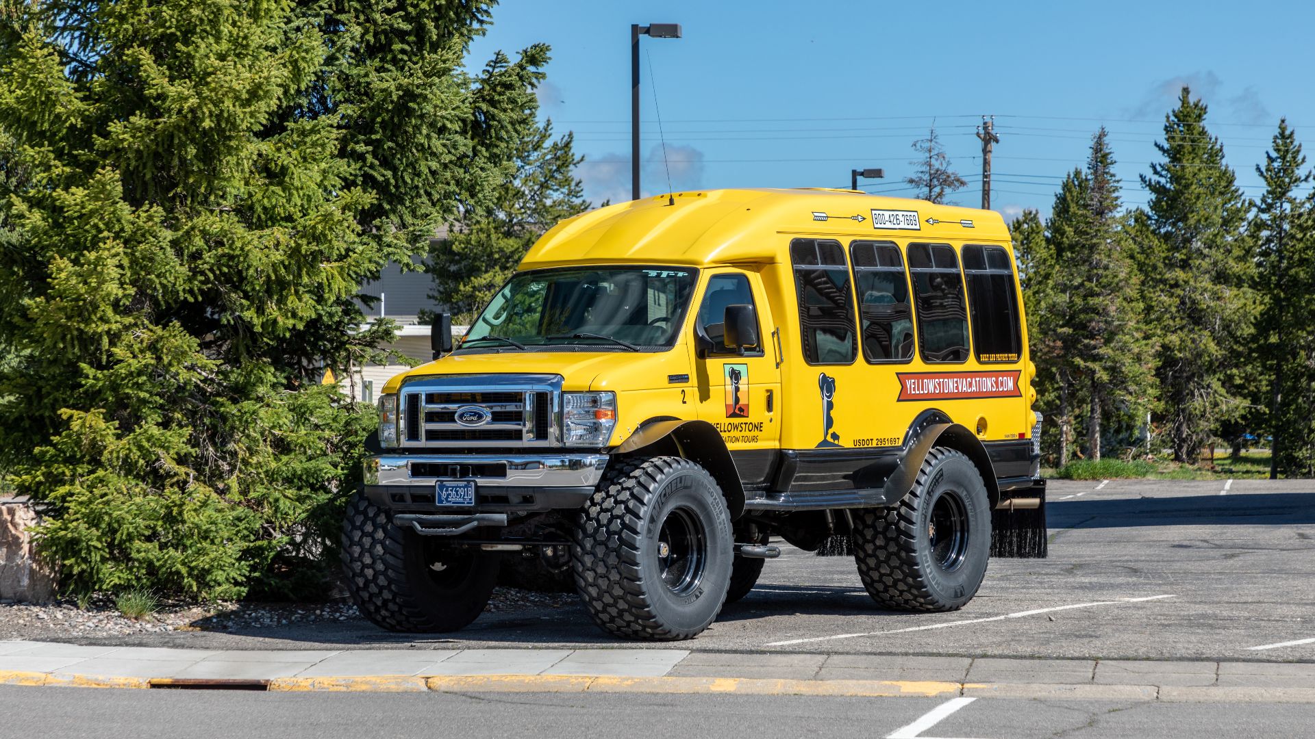 Bus of the company “Yellowstone Vacation Tours” in West Yellowstone, Montana, USA