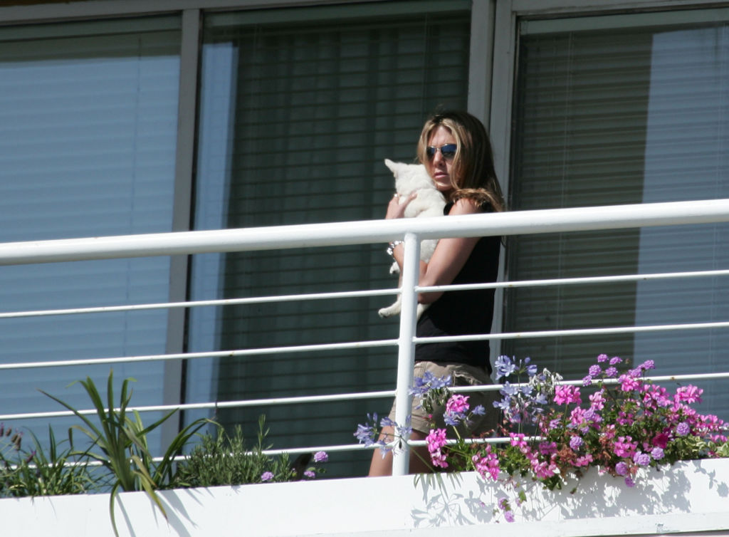 Jennifer Aniston and her dog is seen in Los Angeles