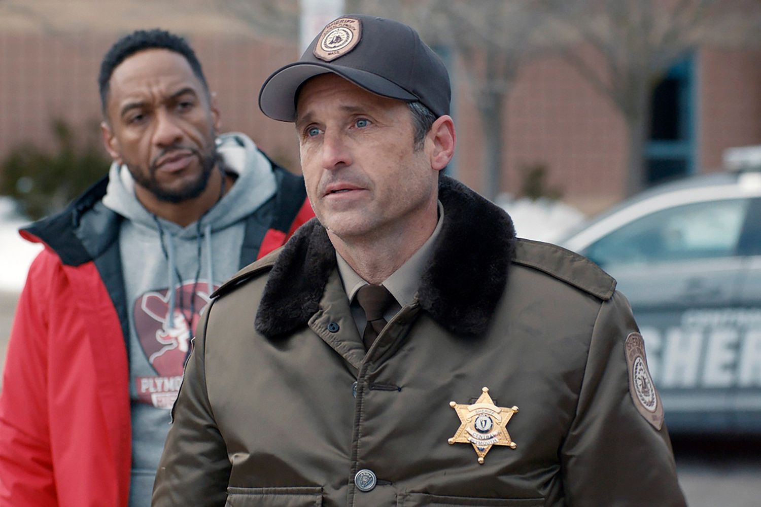 Screenshot of the movie Thanksgiving showing a police officer