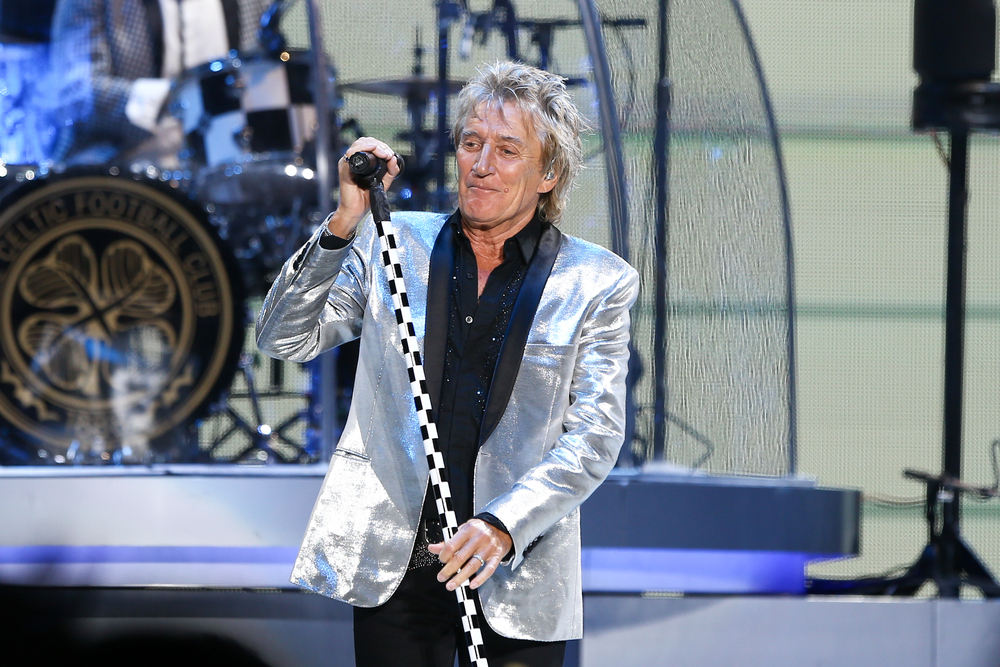 Singer Rod Stewart in concert at Jones Beach Theater Wantagh, New York