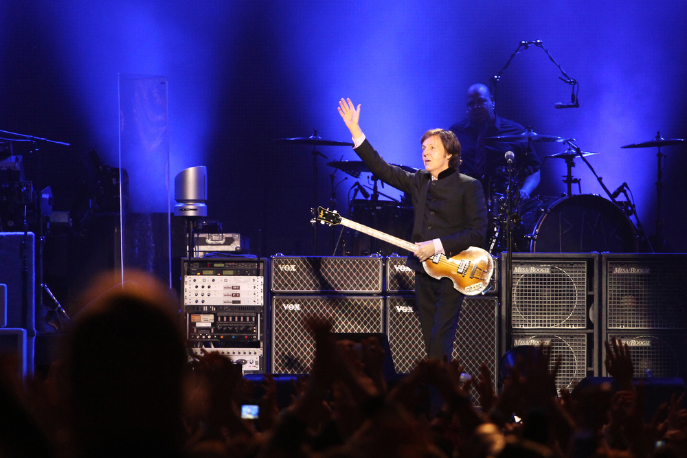 Sir Paul McCartney performs onstage at Olimpiyskiy Arena in Russia