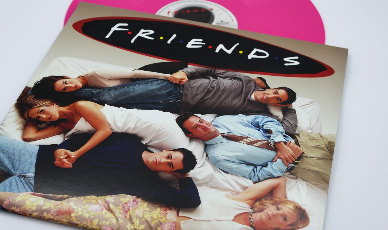 Miami, Fl, USA: Dec 2022: Special 25th Anniversary Commemorative Edition. The first soundtrack to popular television show, FRIENDS. TV show music on vinyl record LP disc. American comedy tv sitcom.