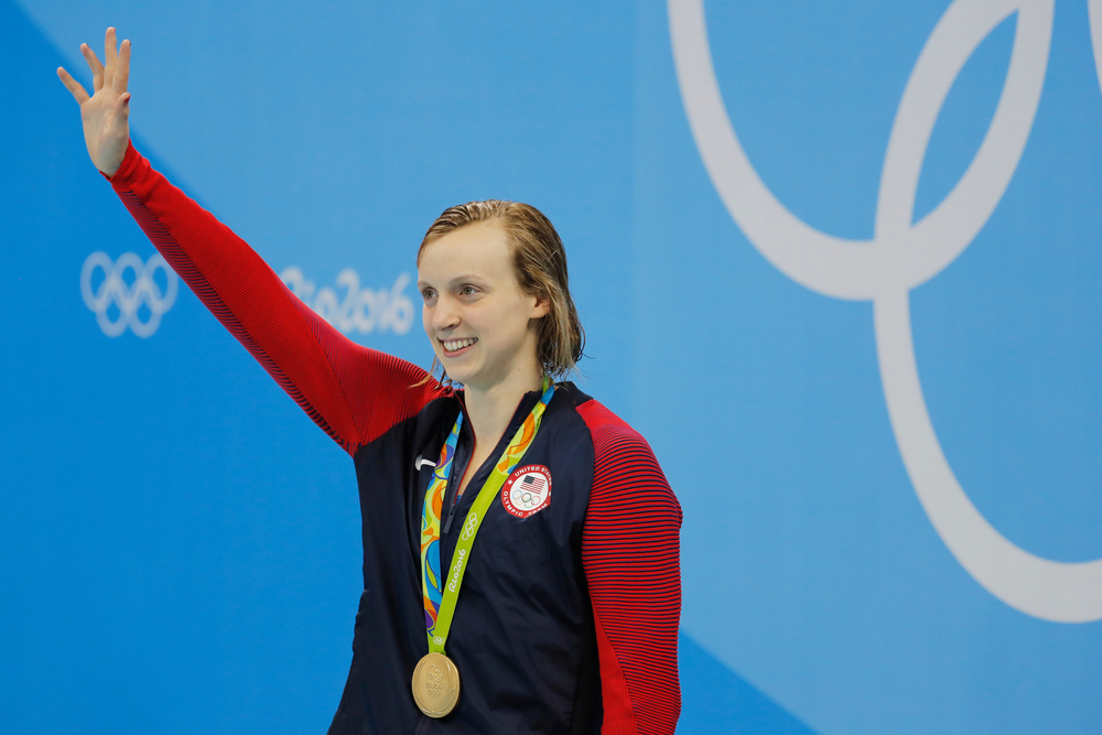 Katie Ledecky with gold medal at Rio 2016 Olympic Games