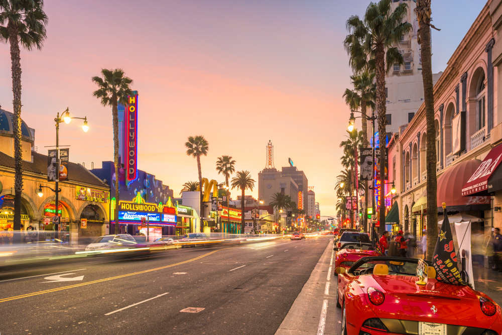 Hollywood Boulevard at dusk