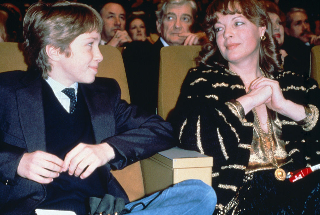 Romy Schneider and son at an event