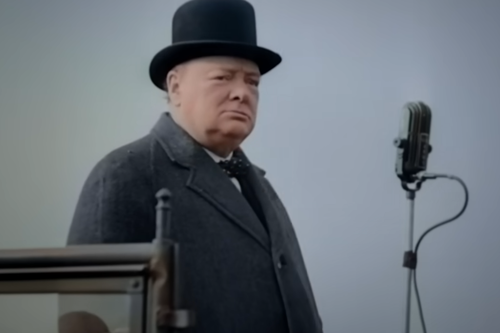 Screenshot from the TV show  Churchill at War (2024)