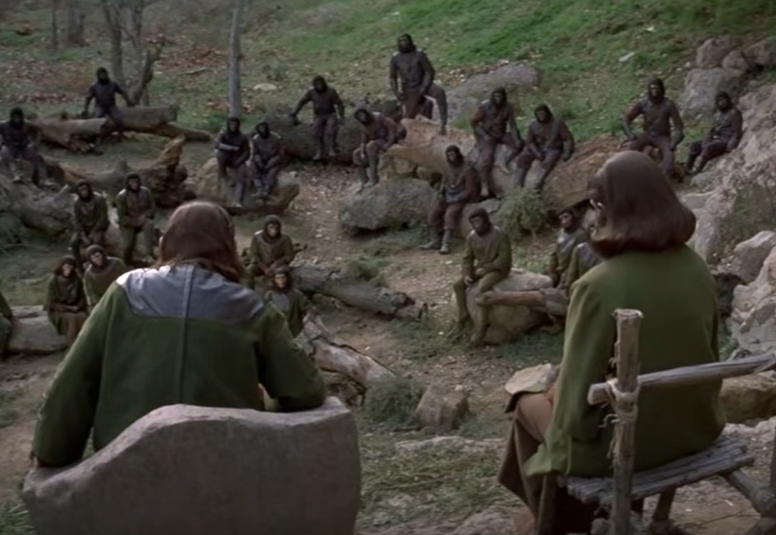Screenshot from the film Battle for the Planet of the Apes (1973)