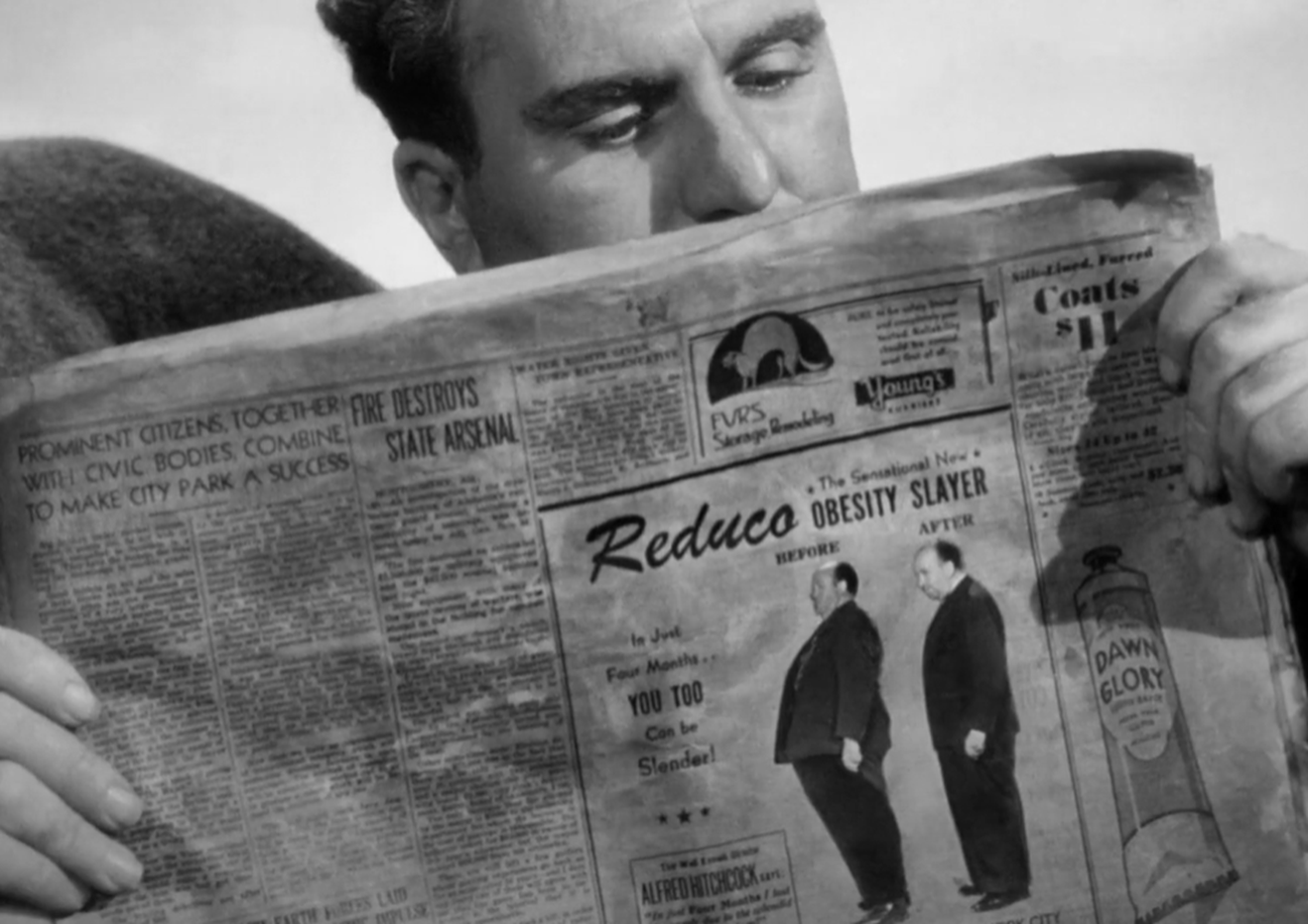 Screenshot of Alfred Hitchcock from - Lifeboat (1944)