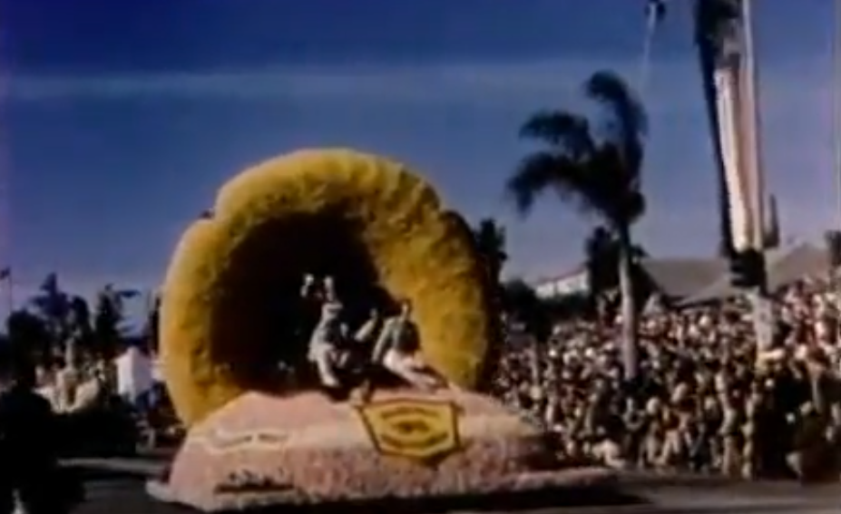 A screenshot of the Tournament of Roses in 1954