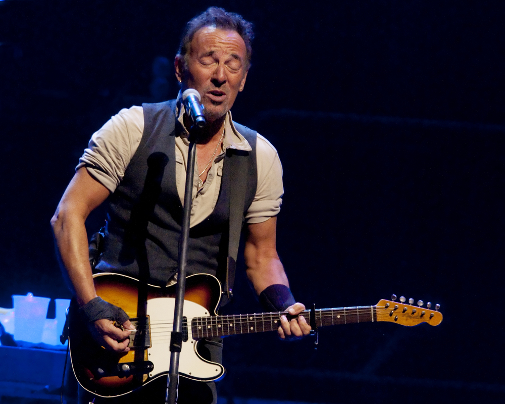 Portrait Photo of Bruce Springsteen performing on Stage in Pittsburgh