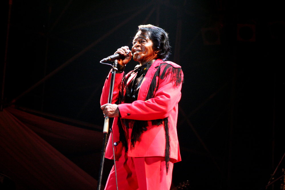 James Brown during the concert at the castle of Vigevano, Italy