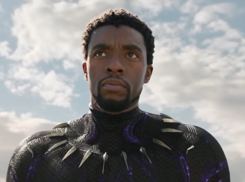 A visually captivating still taken from a pivotal moment in the film Black Panther (2018)