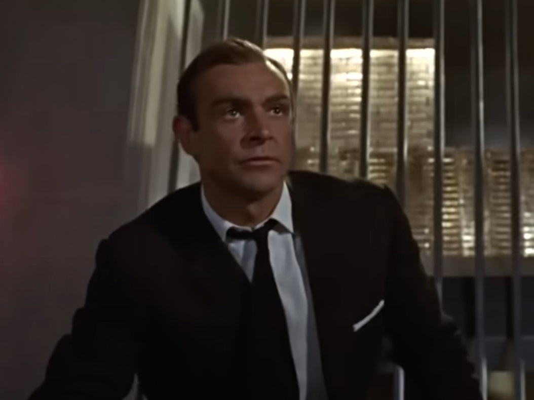 A visually captivating still taken from a pivotal moment in the film Goldfinger (1964)