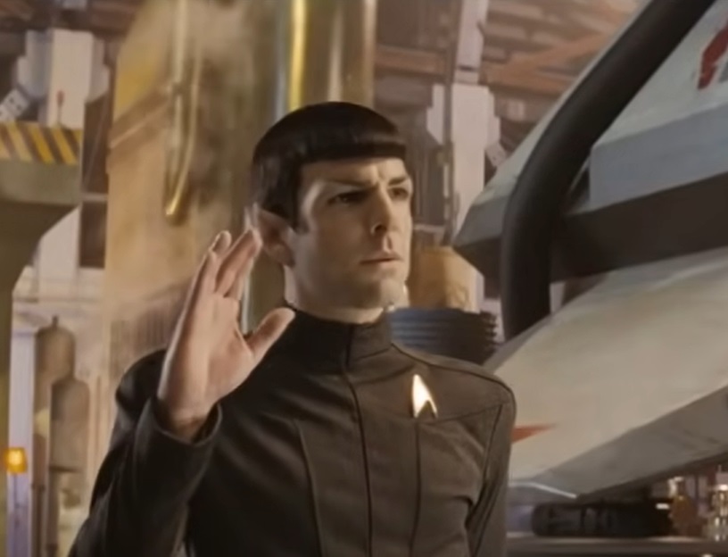 A visually captivating still taken from a pivotal moment in the film Star Trek (2009)