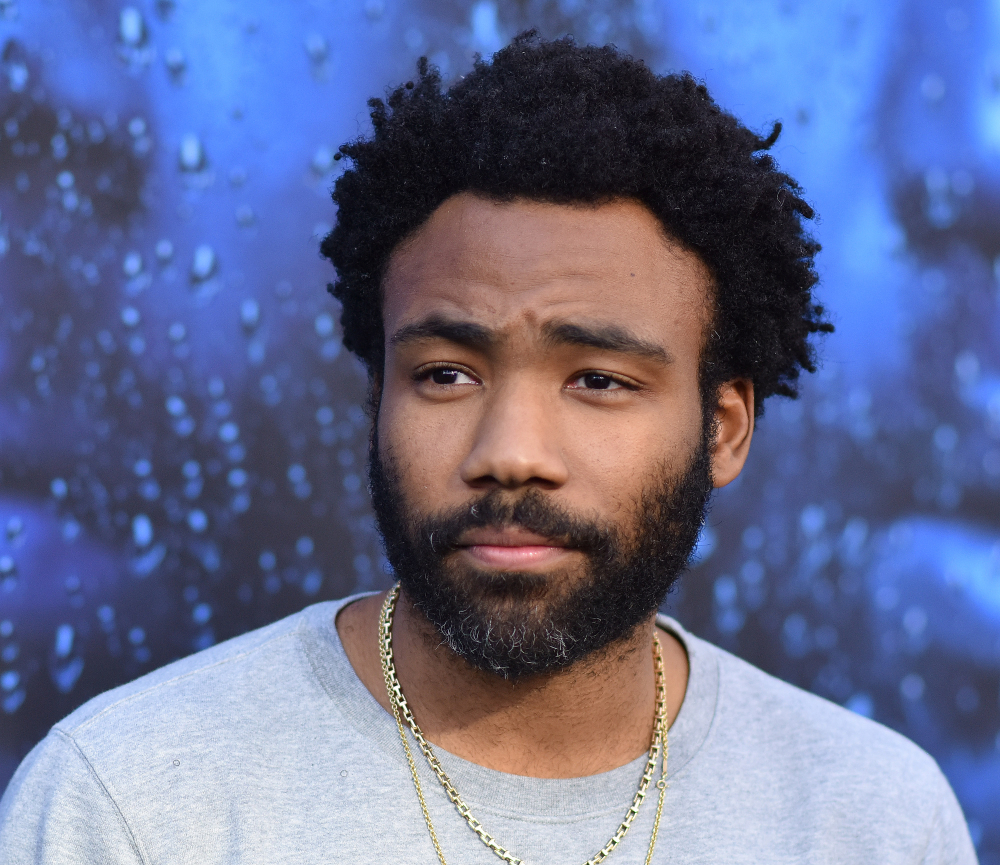 Donald Glover at event in gray t-shirt