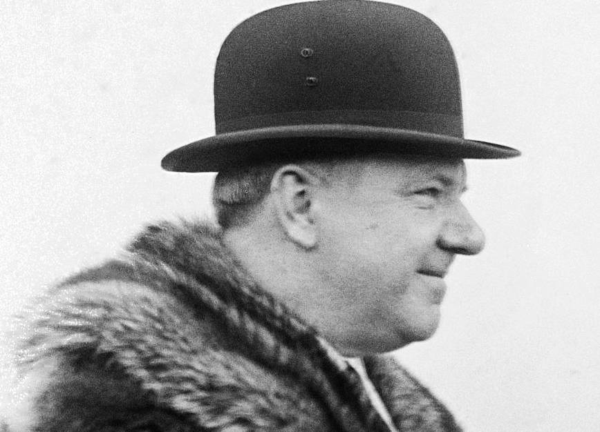 W.C. Fields in fur coat and a hat
