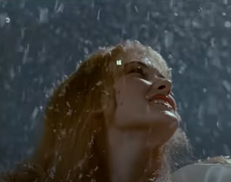 A visually captivating still taken from a pivotal moment in the film Edward Scissorhands (1990)