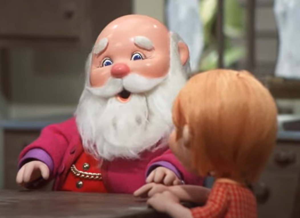 A visually captivating still taken from a pivotal moment in the animated film The Year Without a Santa Claus (1974)