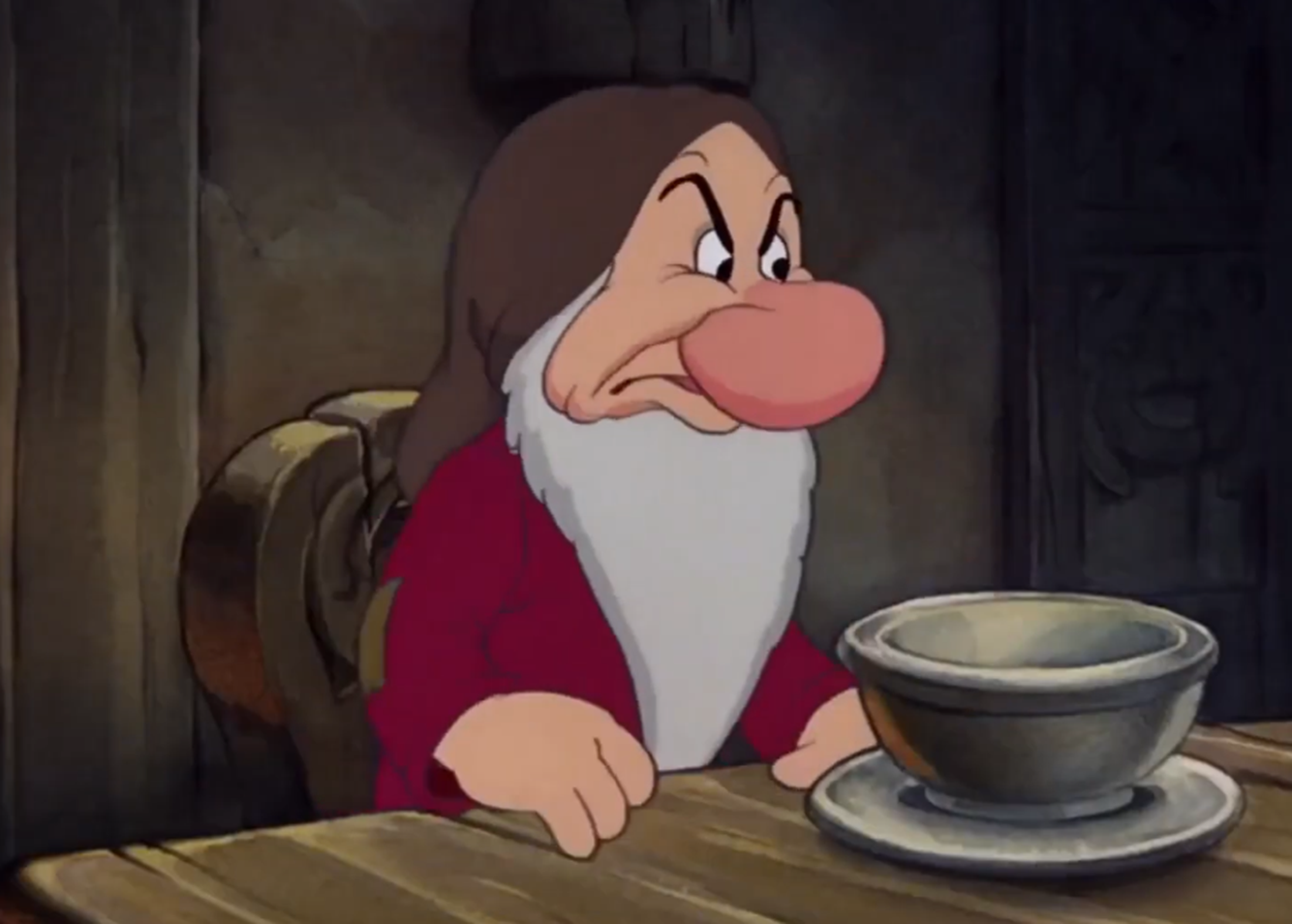 Screenshot of Grumpy dwarf from - Snow White And The Seven Dwarfs (1937)