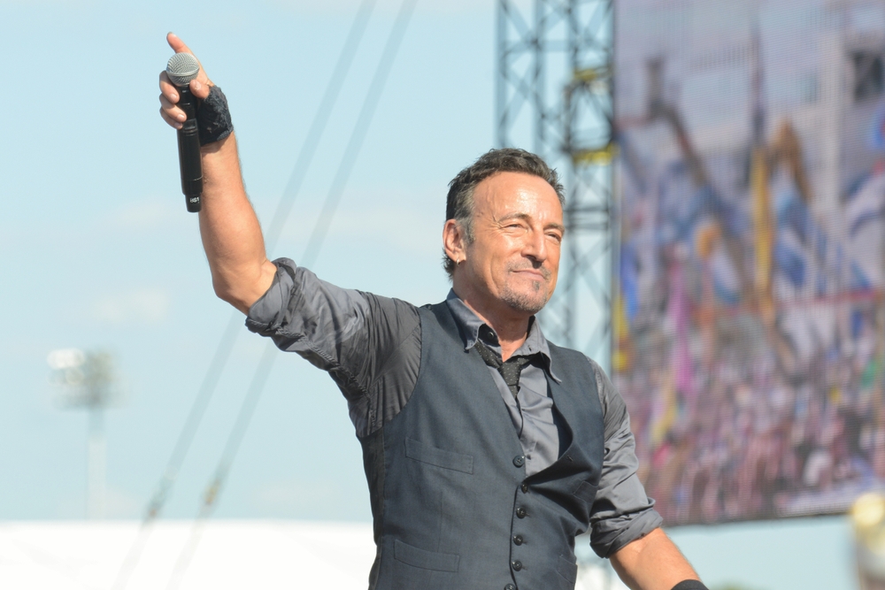 Portrait Photo of Rock star Bruce Springsteen Performing on Stage