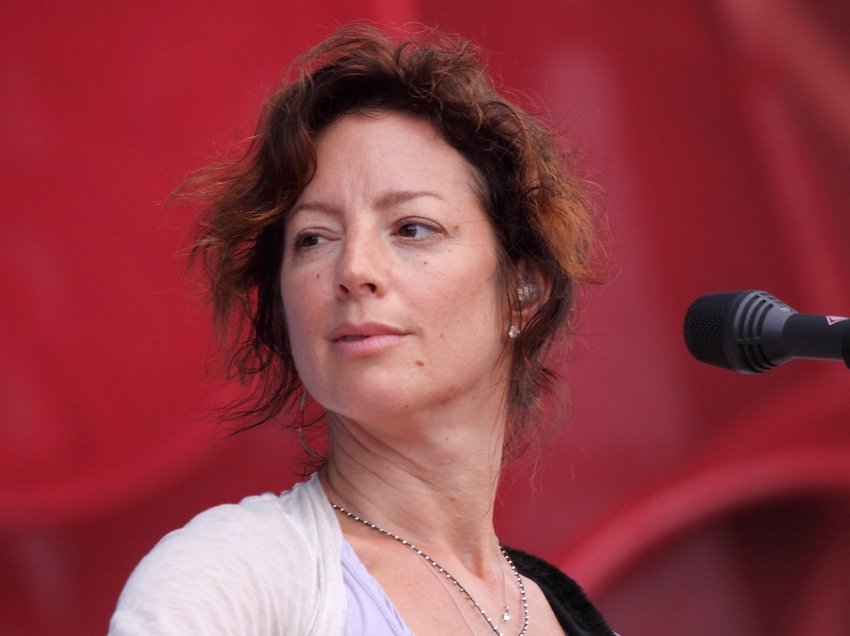 Canadian singer Sarah McLachlan performing on stage