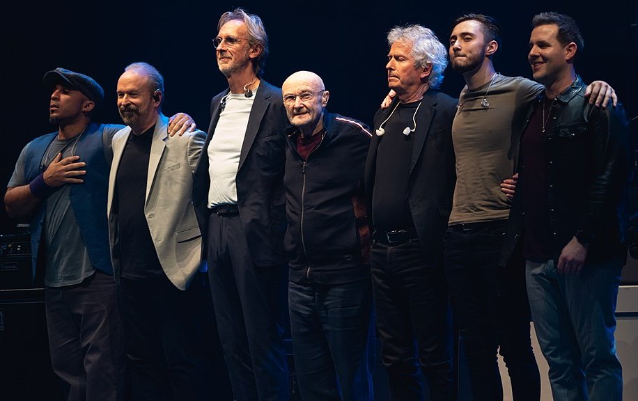Photo of the English Band Genesis final concert bow in 2022