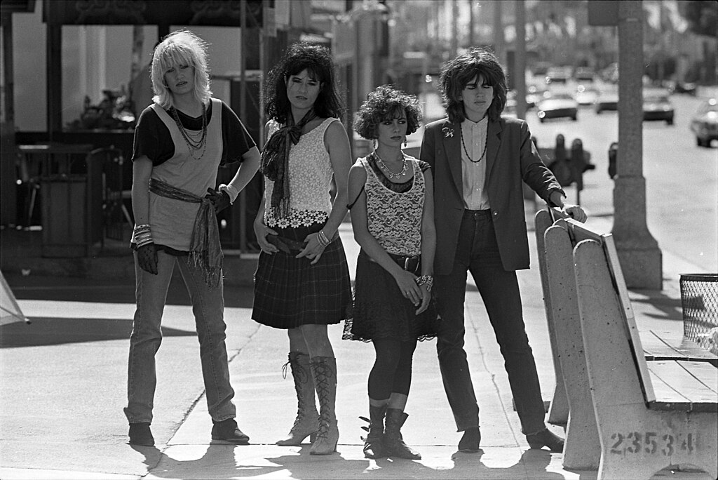The Bangles, posing on street in Los Angeles