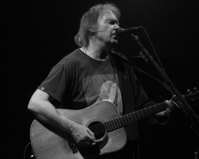 Neil Young Performing at the Trent FM Arena in Nottingham