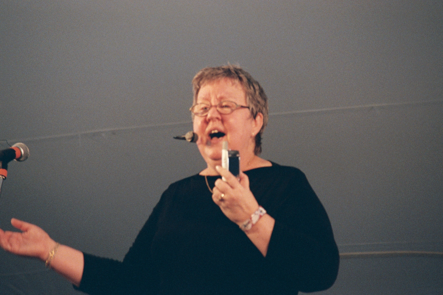 Christine Lavin performing on stage