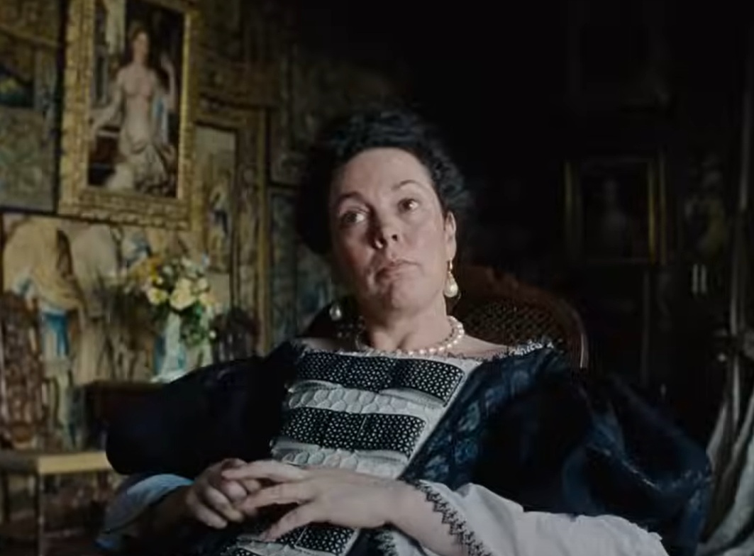 A visually captivating still taken from a pivotal moment in the film The Favourite (2018)