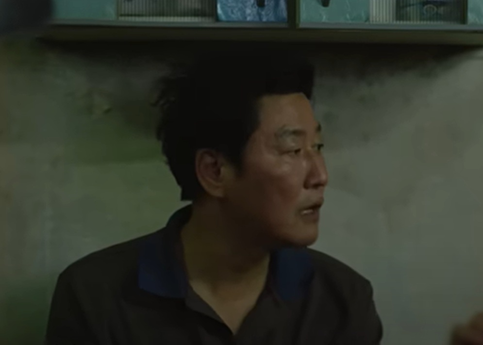 A visually captivating still taken from a pivotal moment in the film Parasite (2019)