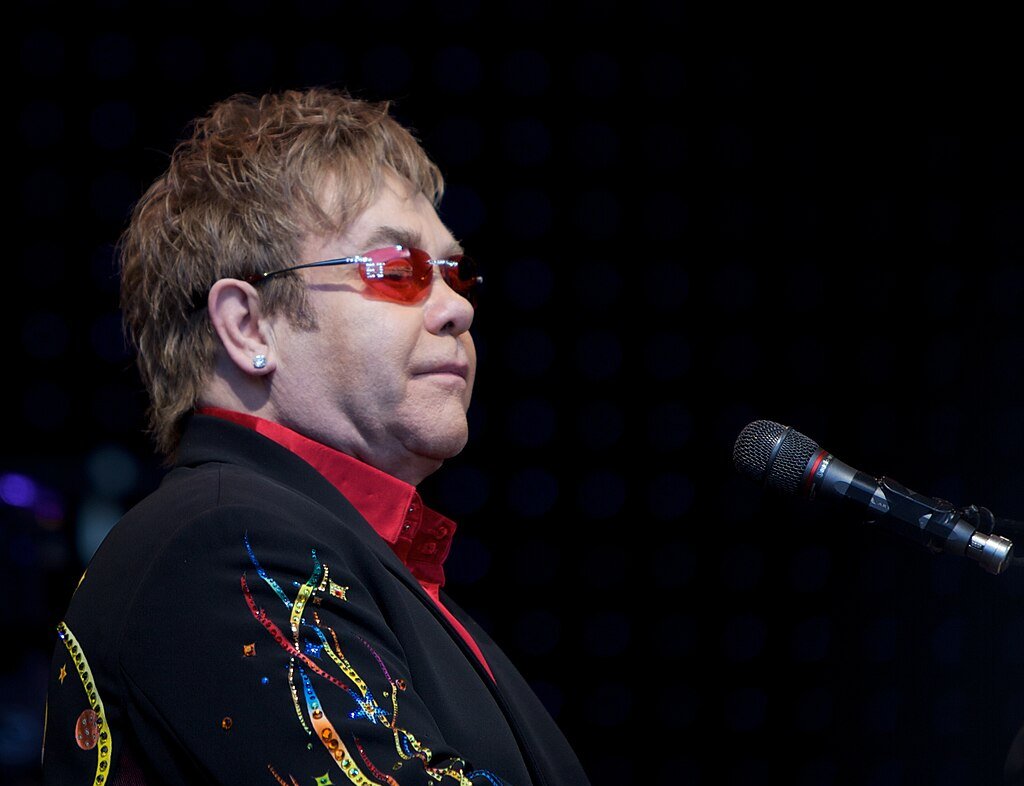 Portrait Photo of Elton John Performing at  Skagerak Arena in Norway