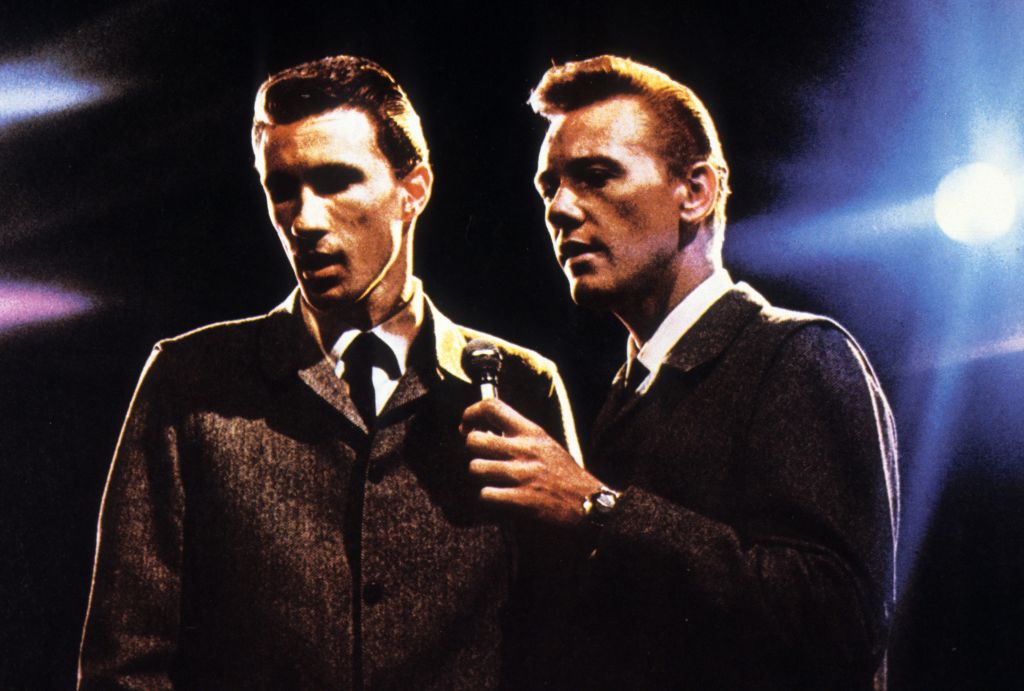 American musical duo Righteous Brothers performing on stage