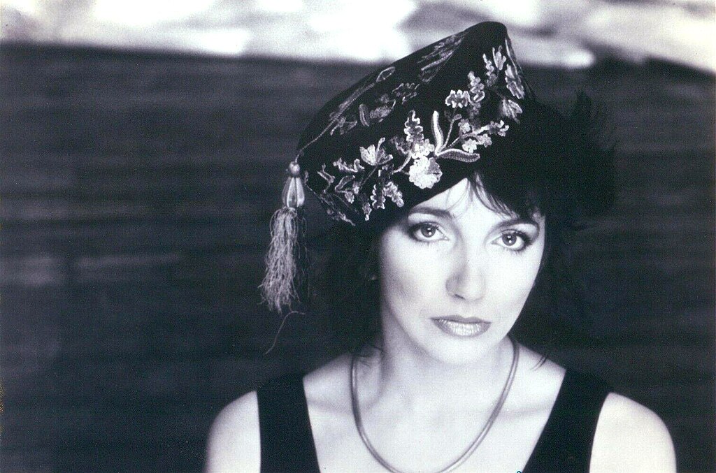 Grayscale Portrait Photo of Kate Bush for her album Hounds of Love