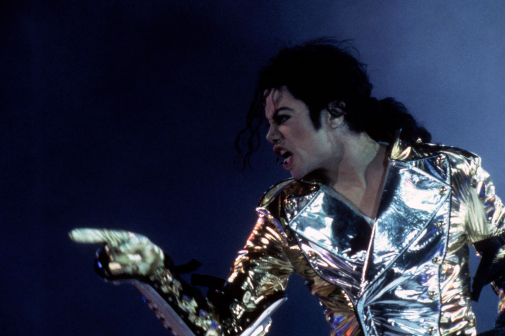 Michael Jackson performing on stage at concert