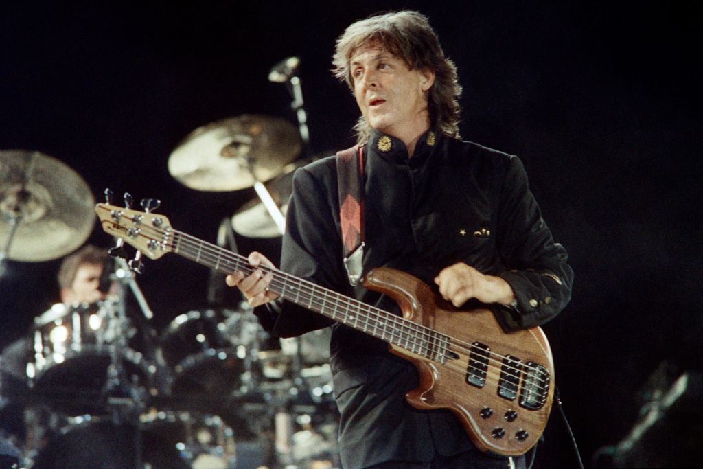 Paul McCartney performs on April 20, 1990 in Rio.