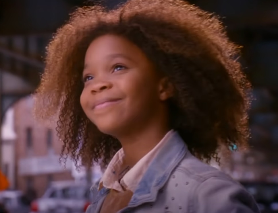A visually captivating still taken from a pivotal moment in the film Annie (2014)