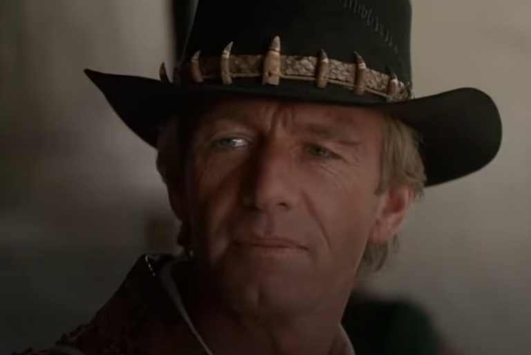 A visually captivating still taken from a pivotal moment in the film Crocodile Dundee (1986)