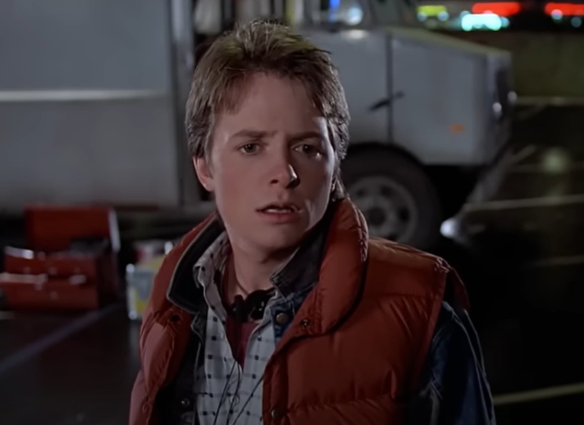 A visually captivating still taken from a pivotal moment in the film Back to the Future (1985)