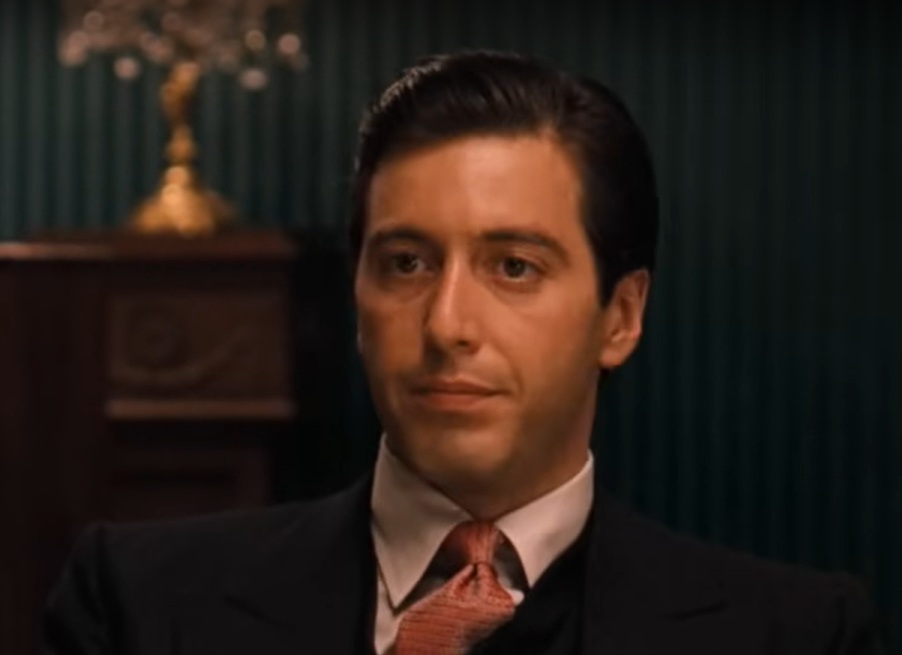 A visually captivating still taken from a pivotal moment in the film The Godfather (1972)