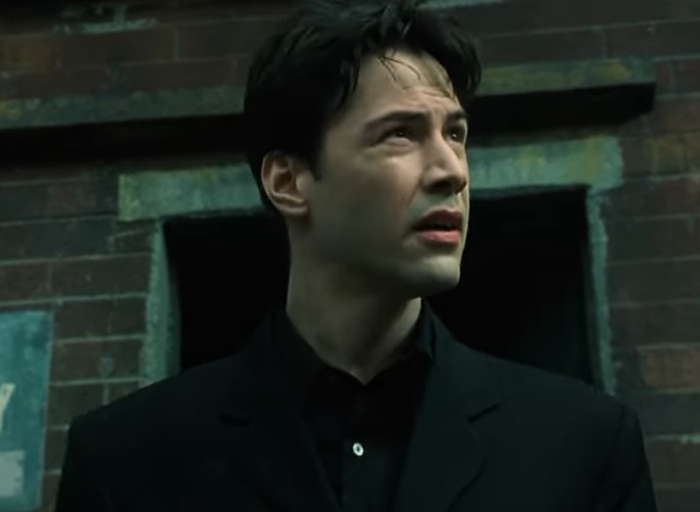 A visually captivating still taken from a pivotal moment in the film The Matrix (1999)